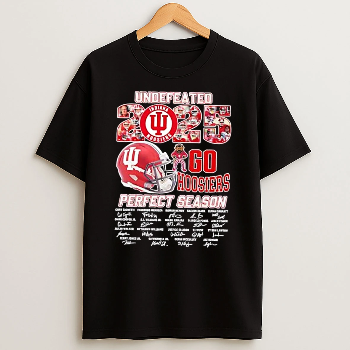 2025 Undefeated Go Indiana Hoosiers Football All Names Signatures T Shirt