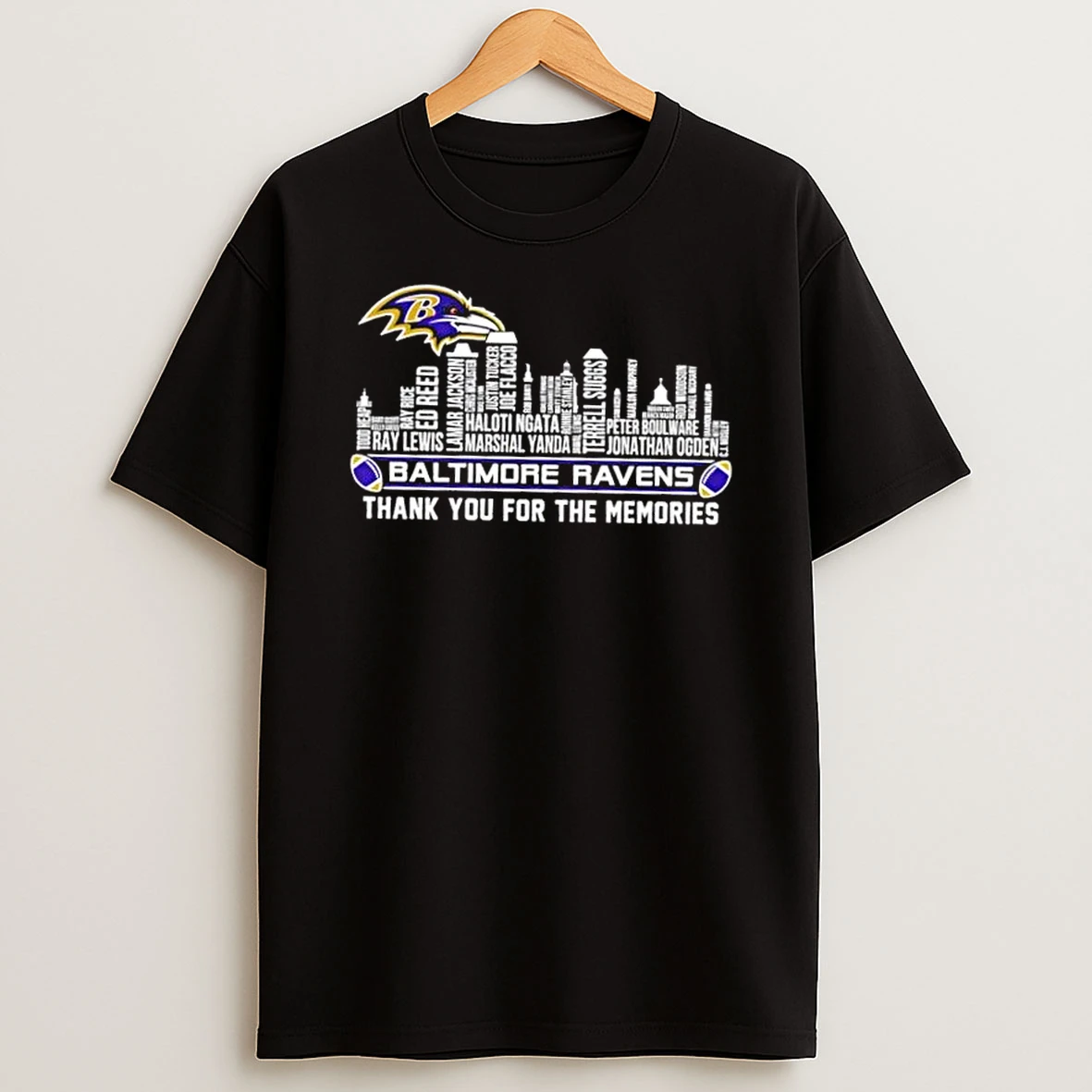 2026 Baltimore Ravens All Names City Thank You For The Memories Skyline T Shirt