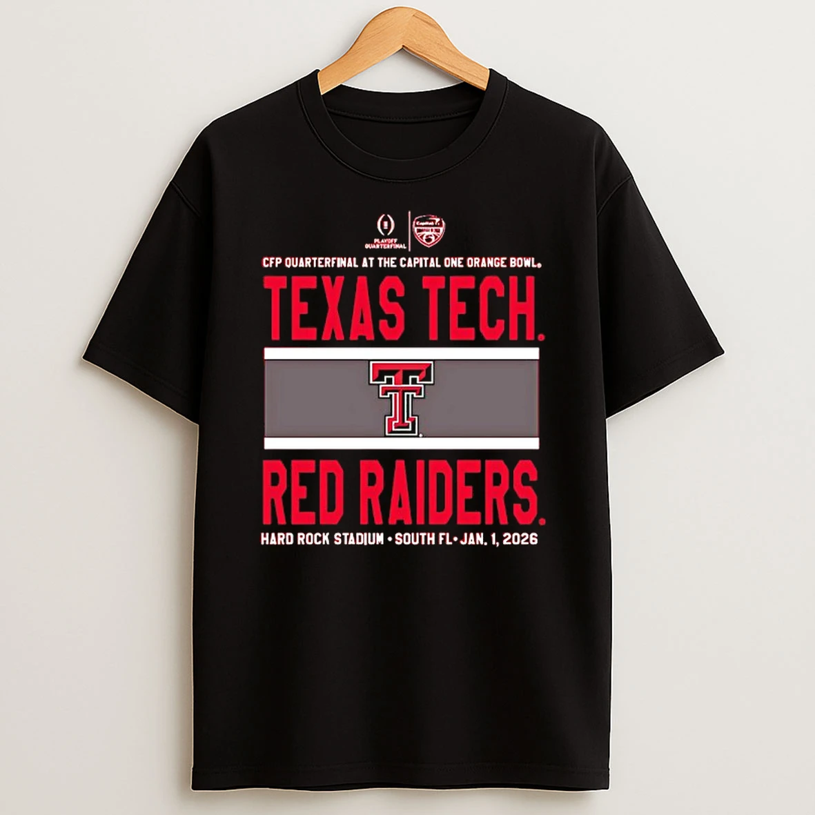 2026 Cfp Quarterfinal At The Capital One Orange Bowl Texas Tech Red Raiders Logo T Shirt