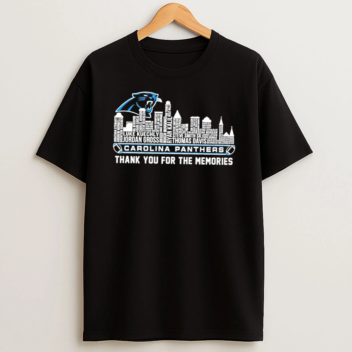 2026 Carolina Panthers All Names City Thank You For The Memories Skyline T Shirt