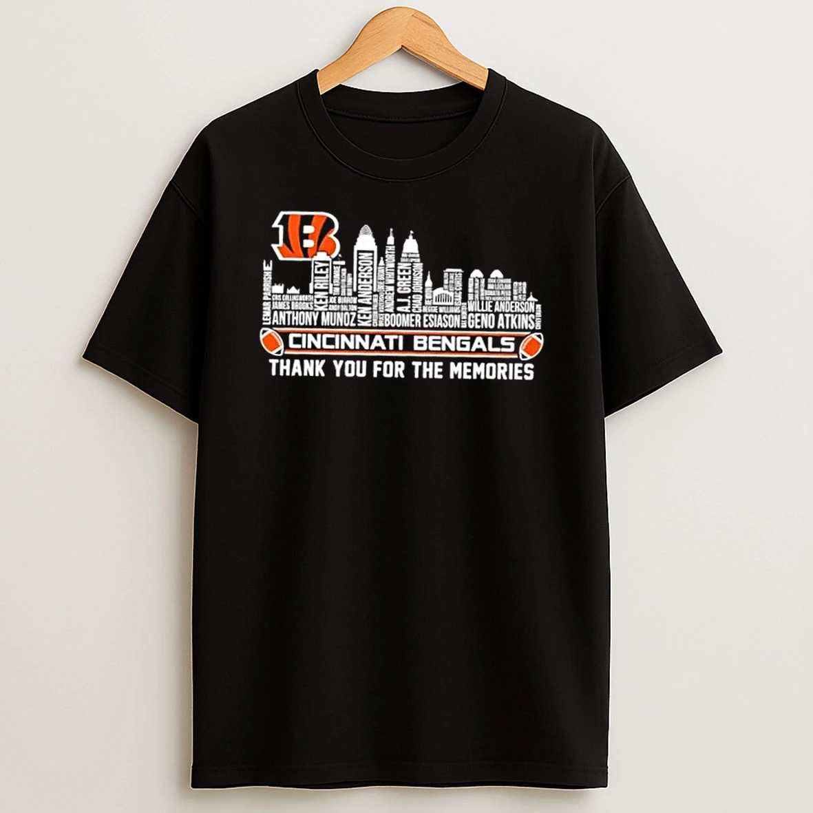 2026 Cincinnati Bengals All Names City Thank You For The Memories Skyline T Shirt