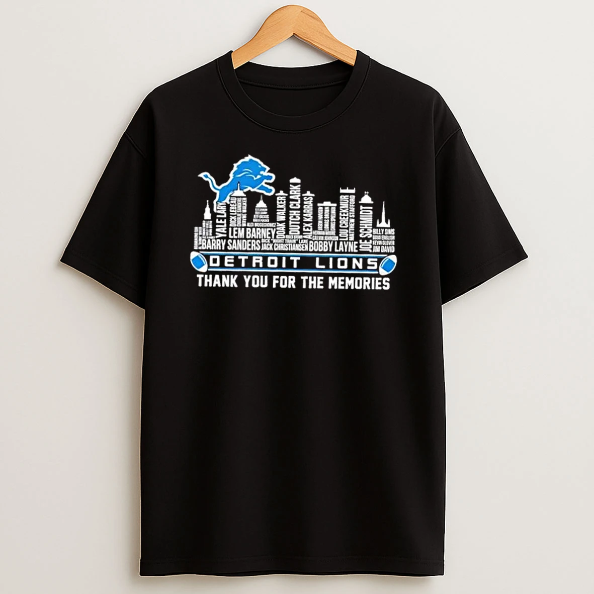 2026 Detroit Lions All Names City Thank You For The Memories Skyline T Shirt