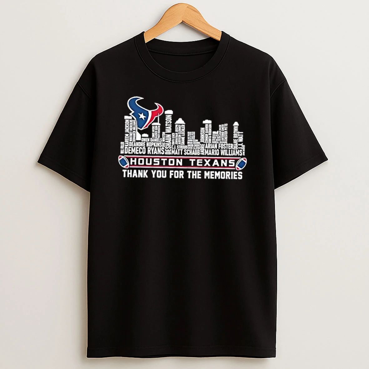 2026 Houston Texans All Names City Thank You For The Memories Skyline T Shirt