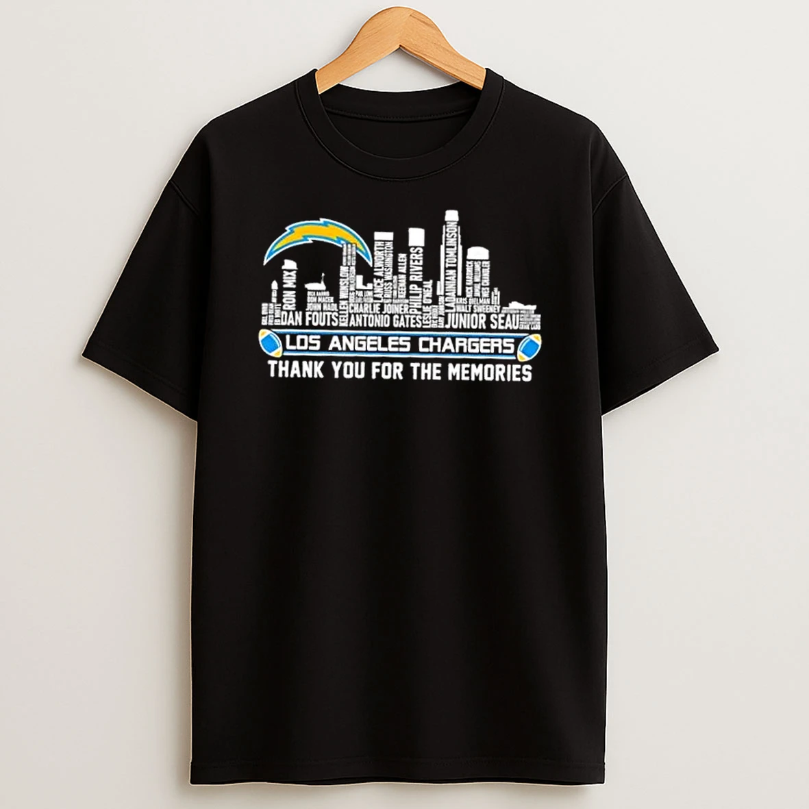 2026 Los Angeles Chargers All Names City Thank You For The Memories Skyline T Shirt