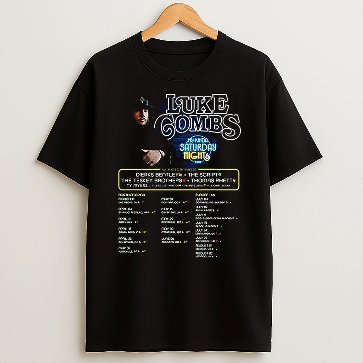 2026 Luke Combs My Kinda Saturday Night Tour T Shirt