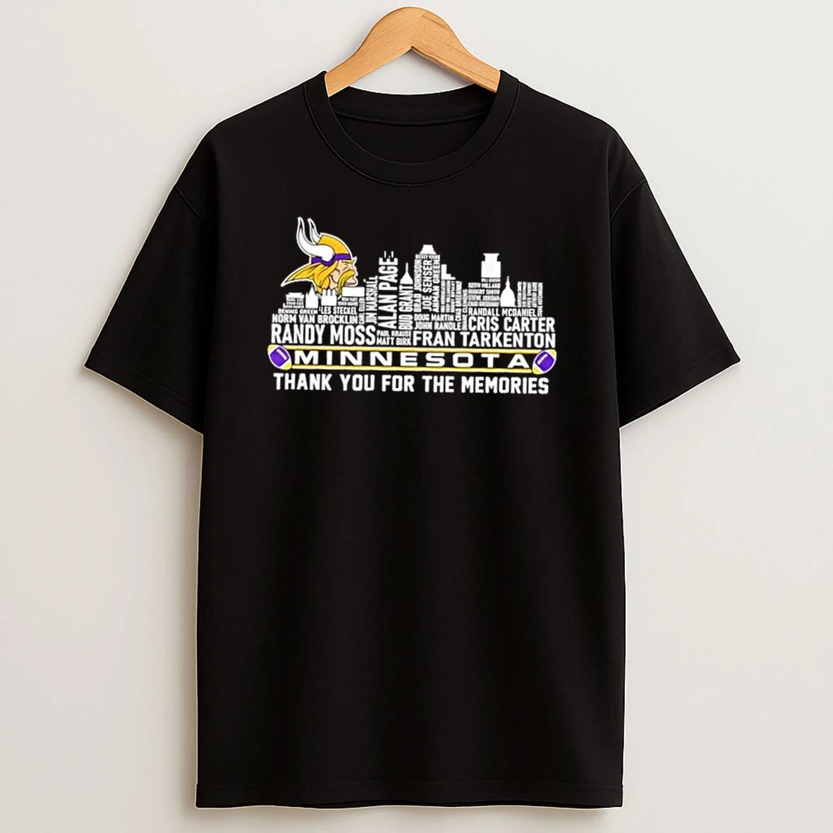 2026 Minnesota Vikings All Names City Thank You For The Memories Skyline T Shirt