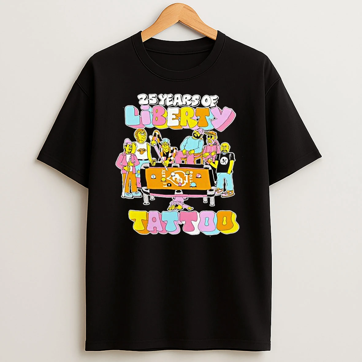 25 Years Of Liberty Tattoo People Playing Pool T Shirt