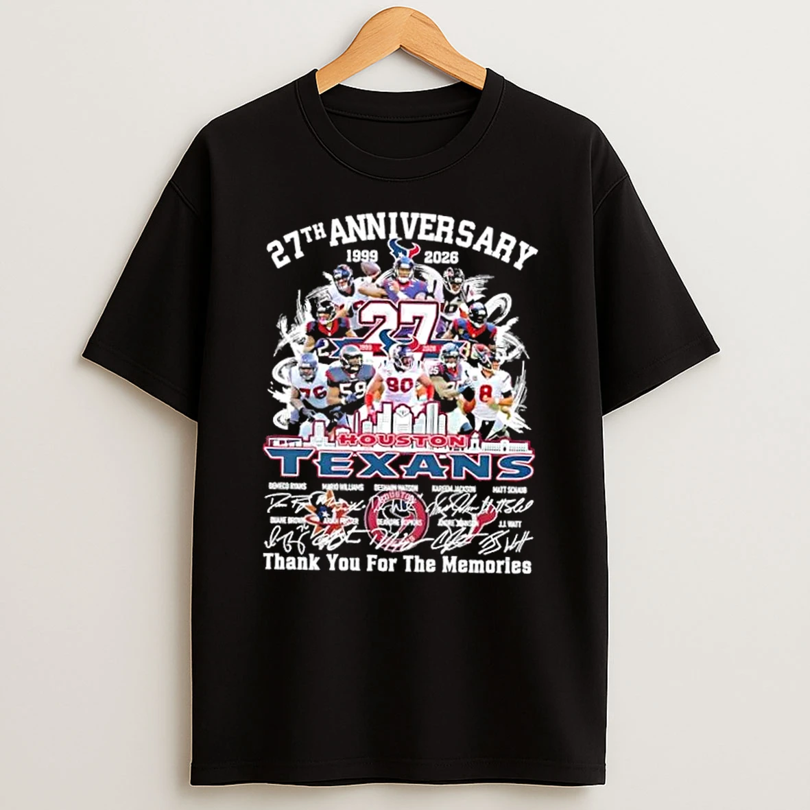 27th Anniversary 1999 2026 Houston Texans Demeco Ryans And Legends Thank You For The Memories Skyline T Shirt