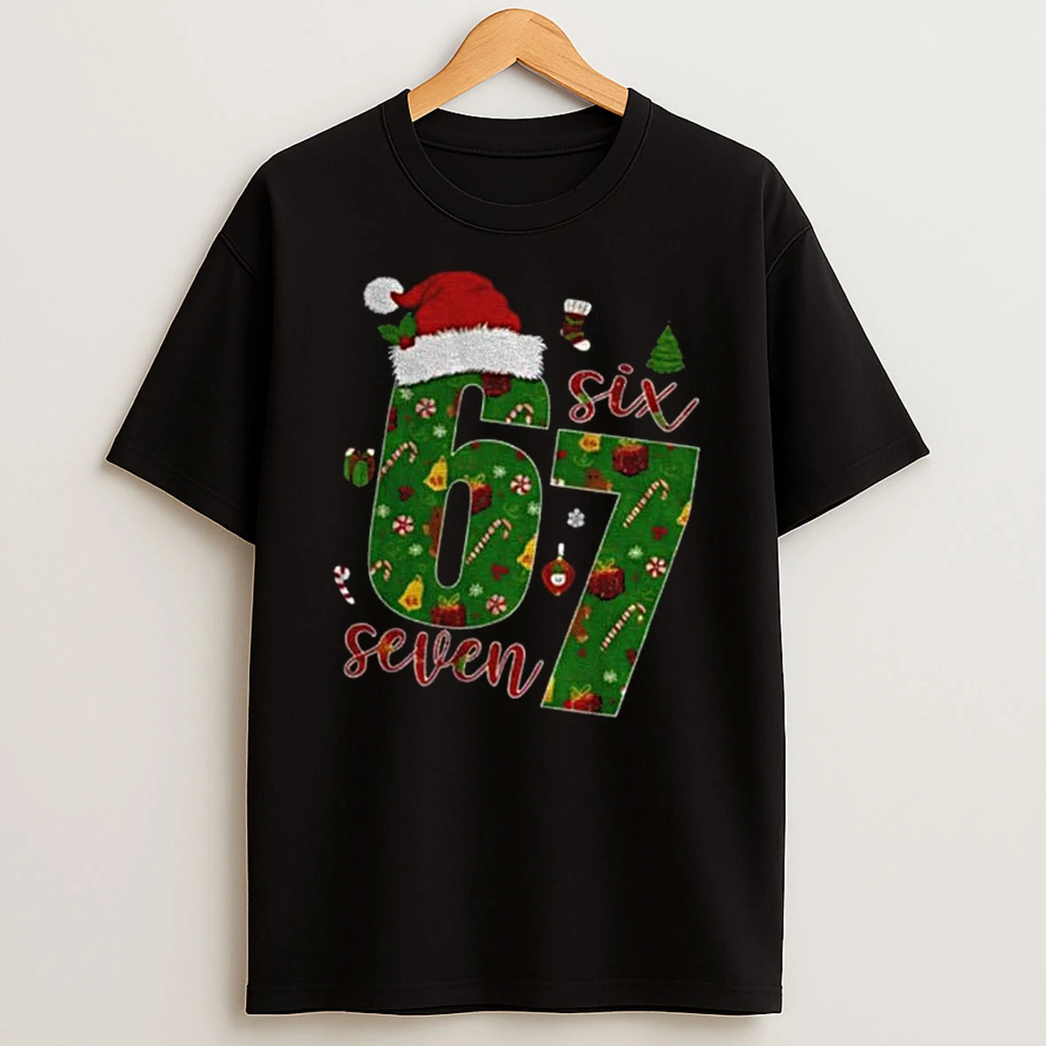 6 7 Meme Viral Tiktok Trend Santa Hat Christmas T Shirt