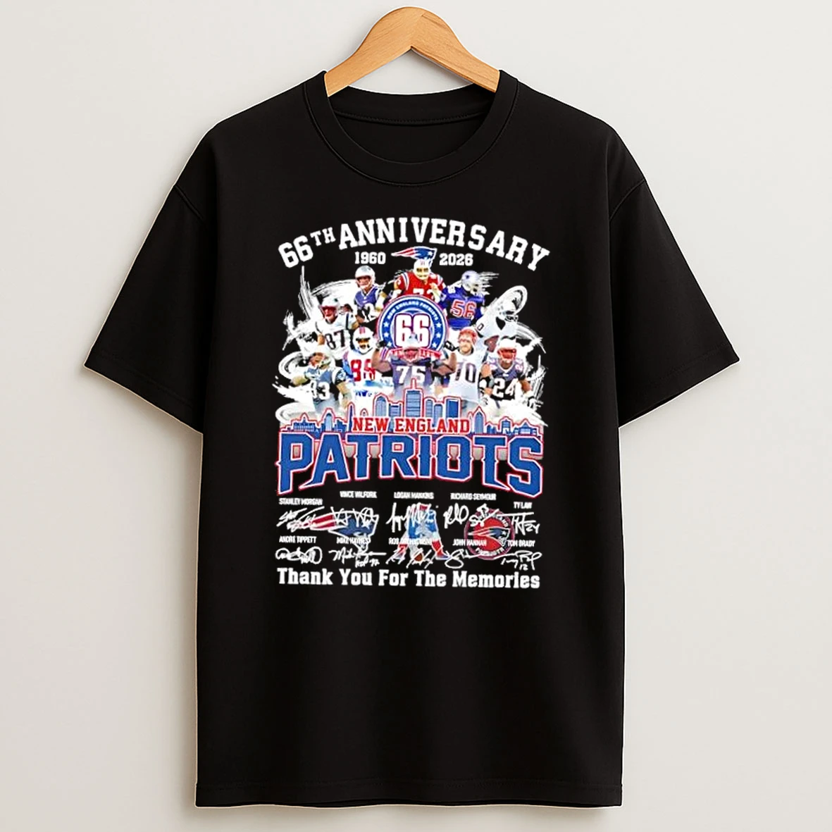 66th Anniversary 1960 2026 New England Patriots Stanley Morgan And Legends Thank You For The Memories Skyline T Shirt