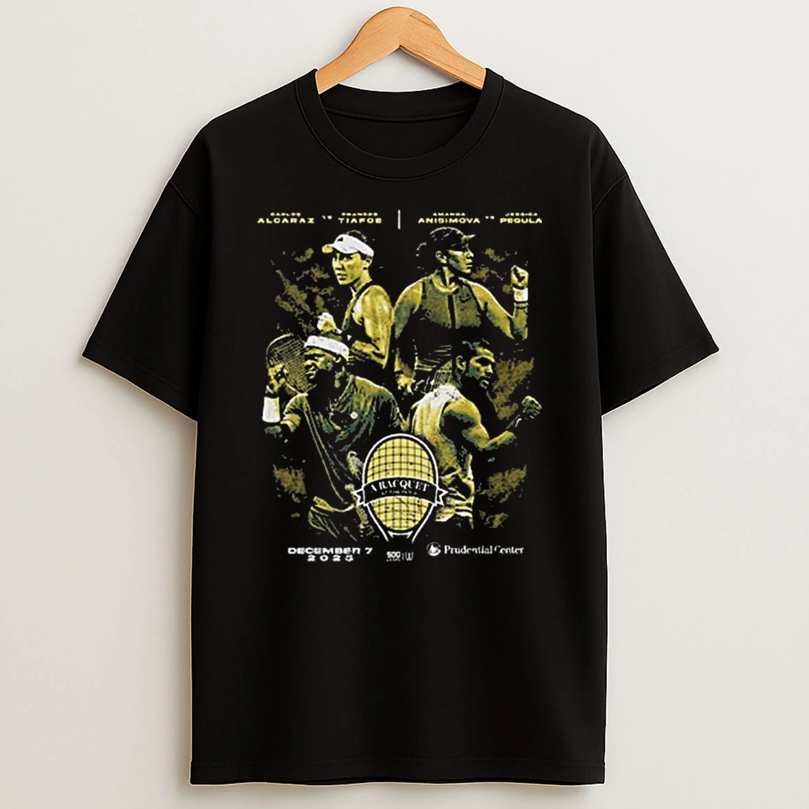 A Raquet At The Rock Carlos Alcaraz Frances Tiafoe Amanda Anisimova And Jessica Pegula 2025 T Shirt
