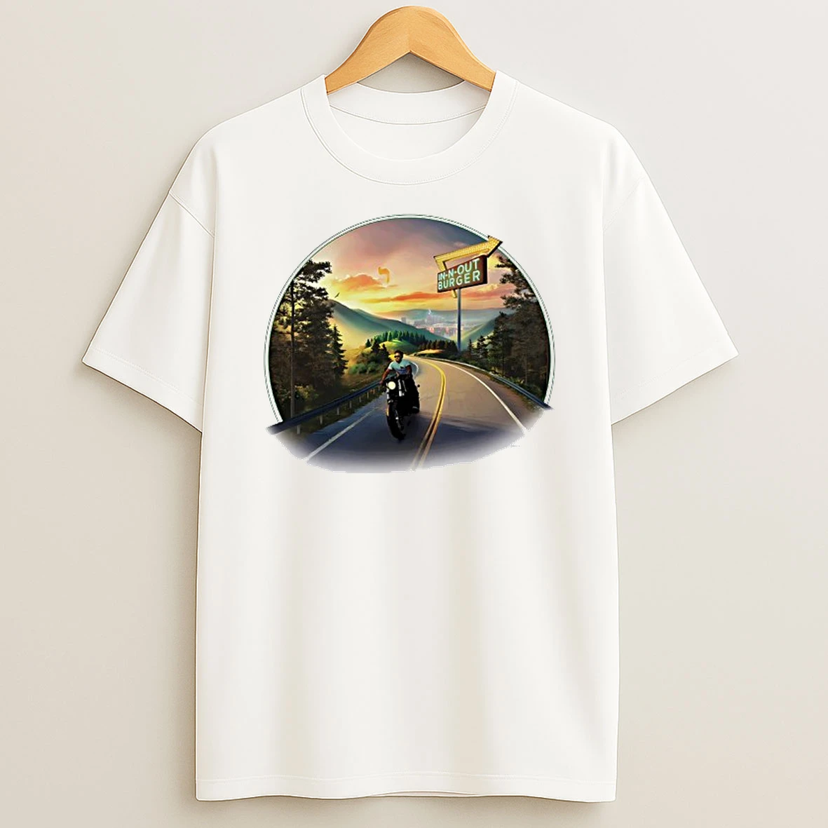 A Man Riding Motor To In N Out Burger Outside The Tennessee City T Shirt