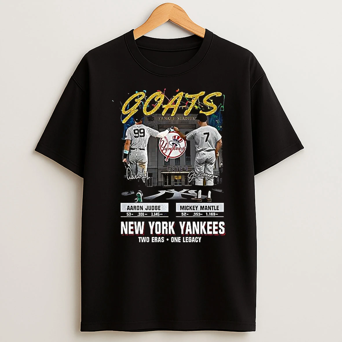 Aaron Judge And Mickey Mantle Goats New York Yankees Signature T Shirt