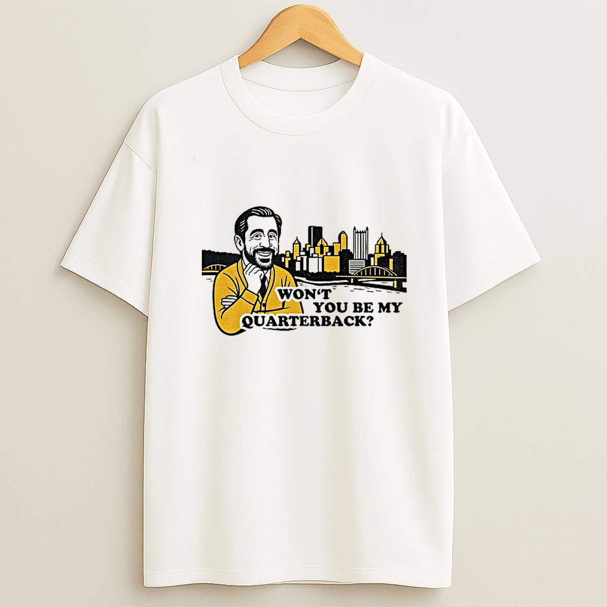 Aaron Rodgers Mister Rodgers Pittsburgh Steelers Wont You Be My Quarterback T Shirt
