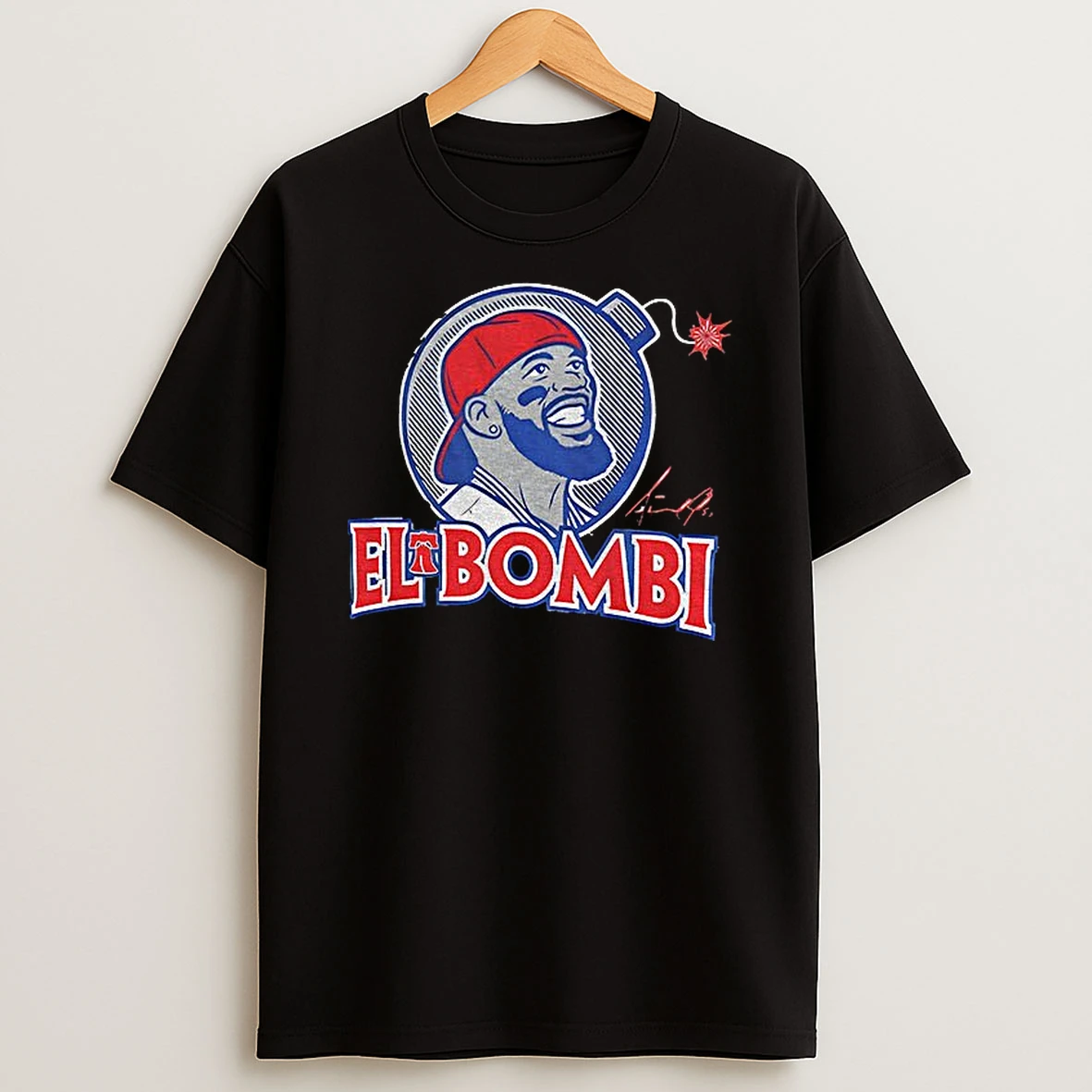 Adolis Garcia El Bombi Philadelphia Phillies Baseball Mlb 2025 Signature T Shirt