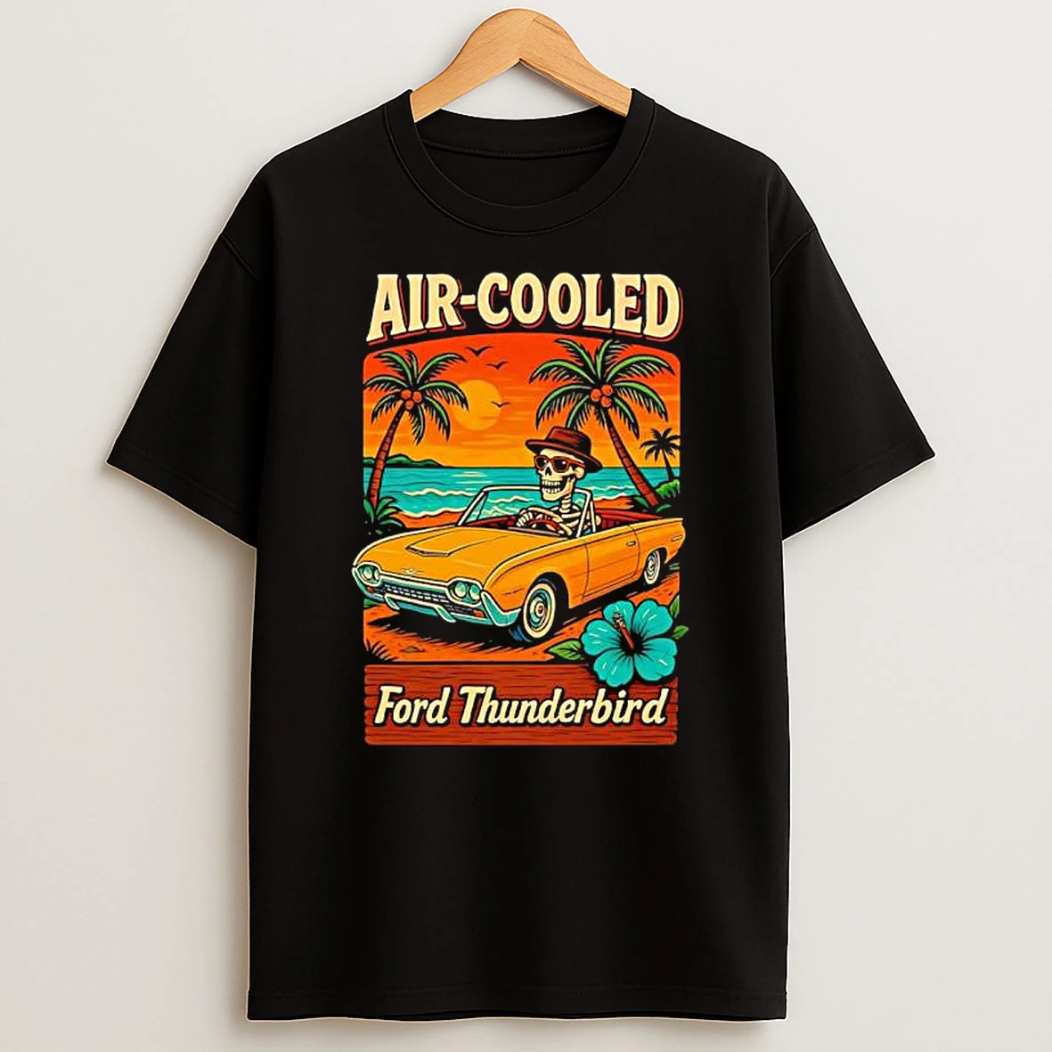 Air Cooled Ford Thunderbird Skeleton Vintage Graphic T Shirt