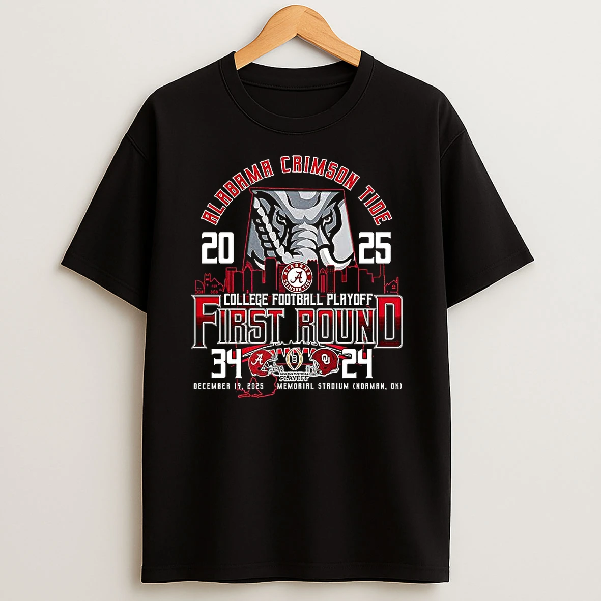 Alabama Crimson Tide 2025 College Football Playoff First Round City Skyline T Shirt
