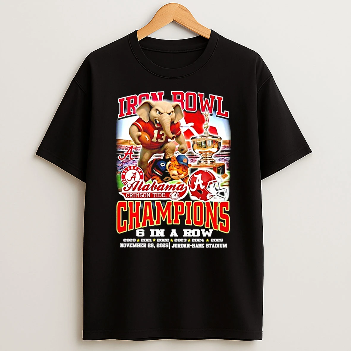 Alabama Crimson Tide 2025 Iron Bowl Champions 6 In A Row 20 21 22 23 24 25 T Shirt