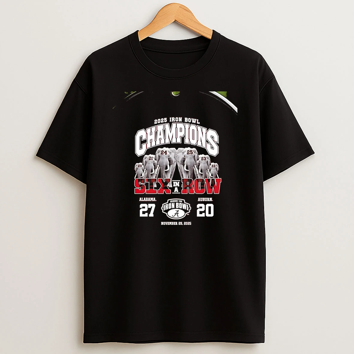 Alabama Crimson Tide 2025 Iron Bowl Champions Six In A Row Christmas Chriast T Shirt