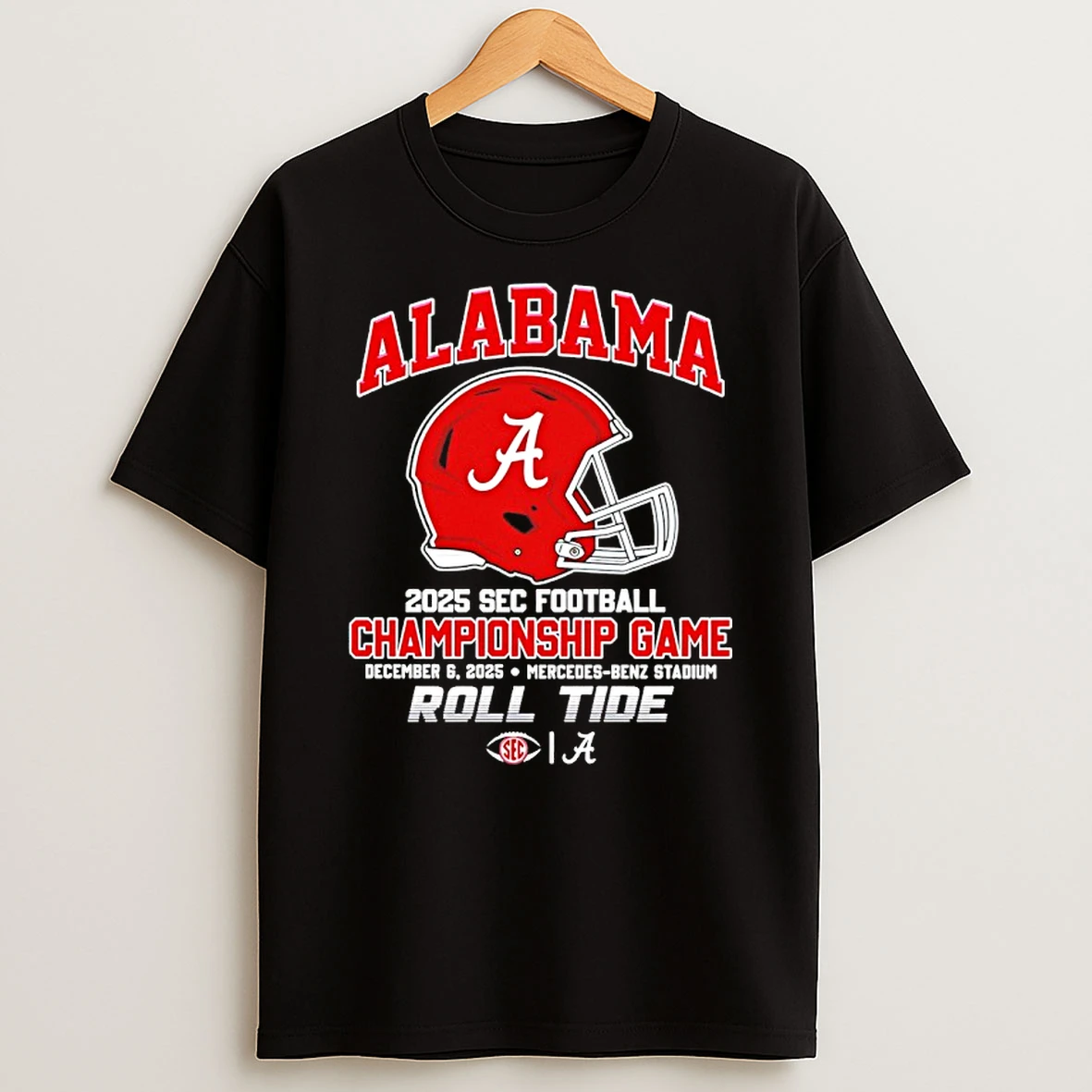 Alabama Crimson Tide 2025 Sec Football Championship Roll Tide Helmets T Shirt