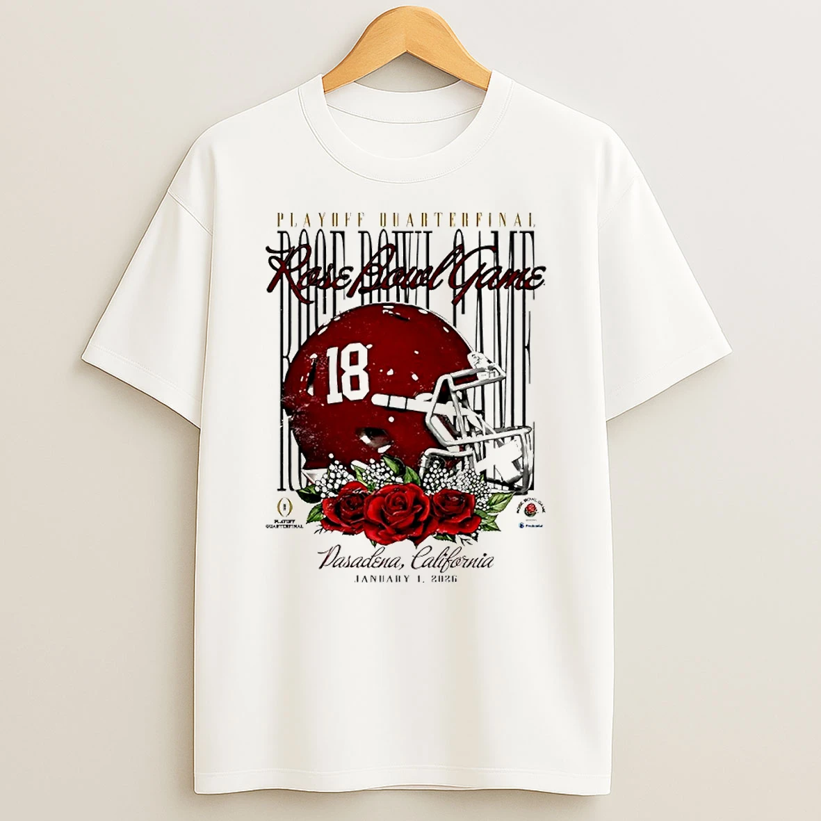 Alabama Crimson Tide 2026 Playoff Quarterfinal Rose Bowl Game Helmet Circle T Shirt