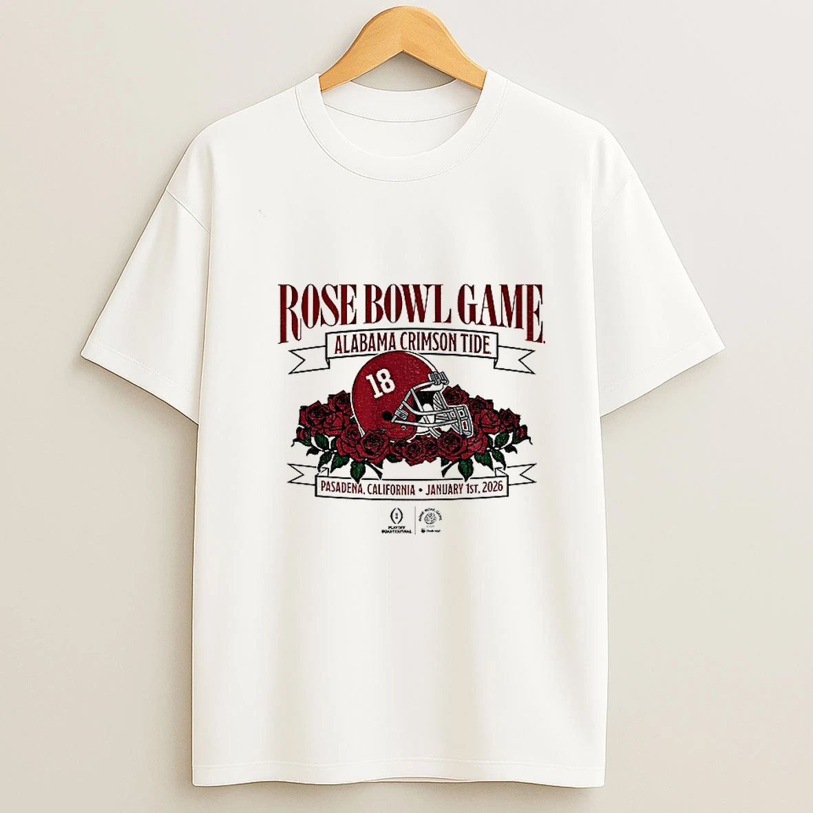 Alabama Crimson Tide 2026 Rose Bowl Game Football Helmet Playoff Quarterfinal T Shirt