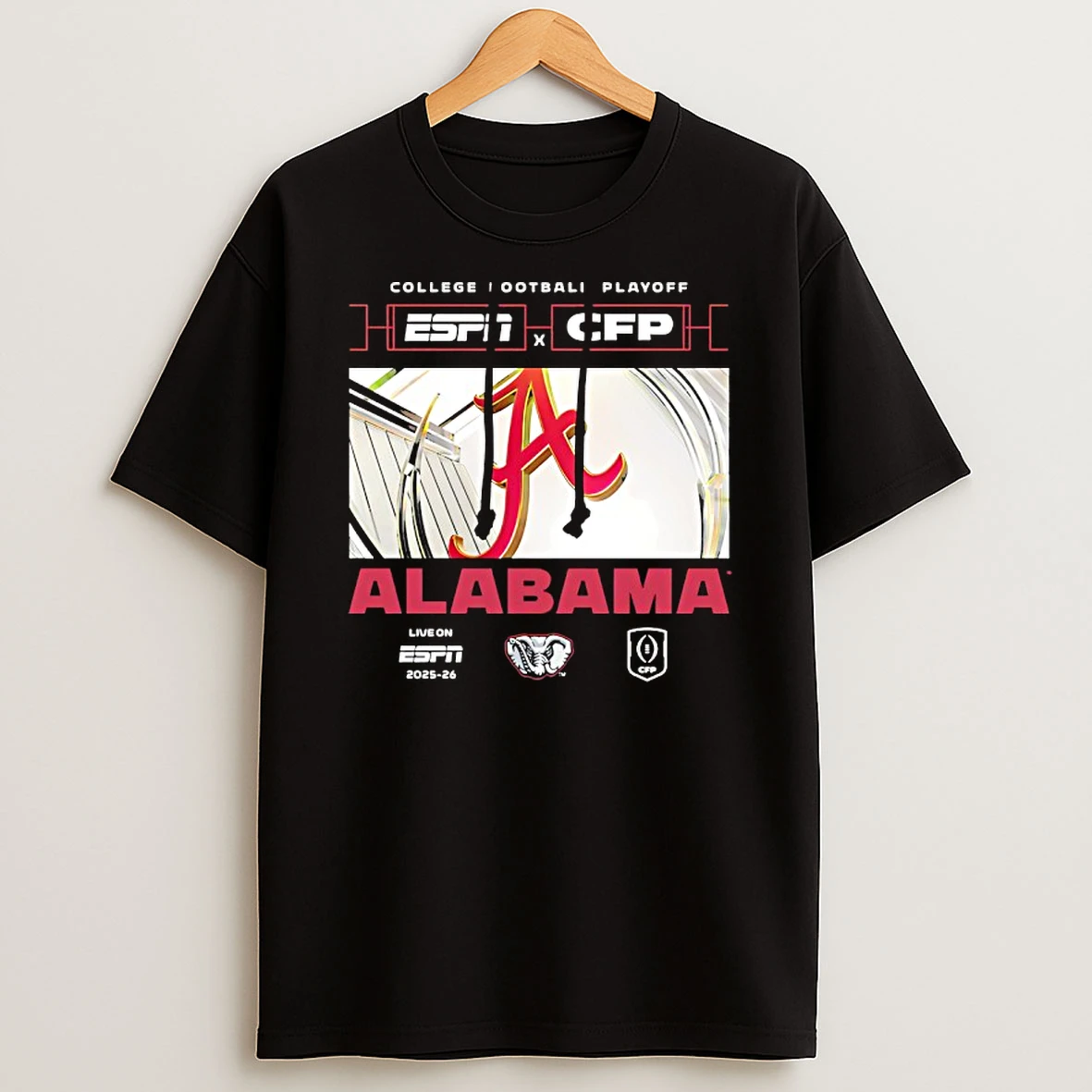 Alabama Crimson Tide Espn X Cfp College Football Playoff Live On Espn 2025 26 T Shirt