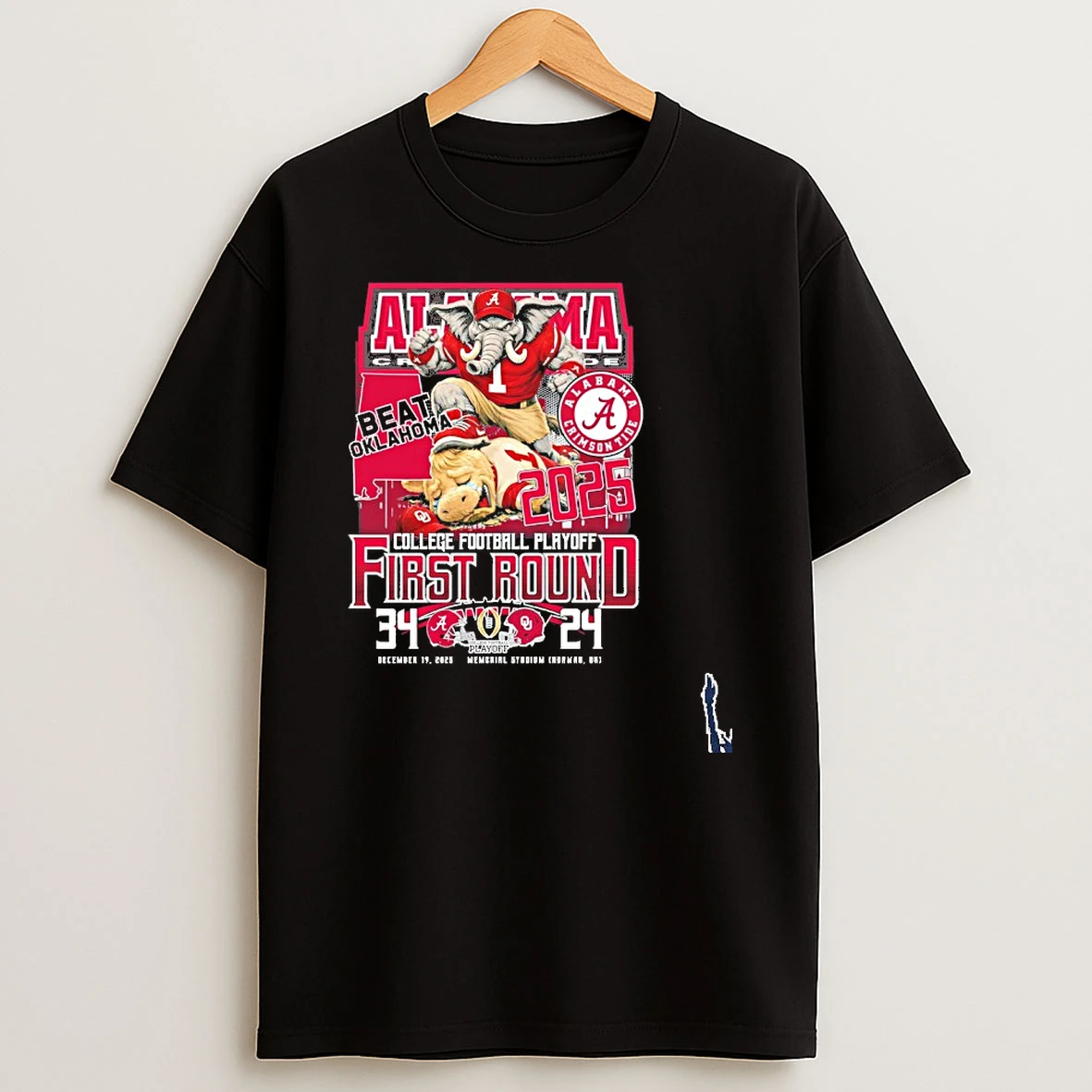 Alabama Crimson Tide Mascot 2025 College Football Playoff First Round 34 24 T Shirt