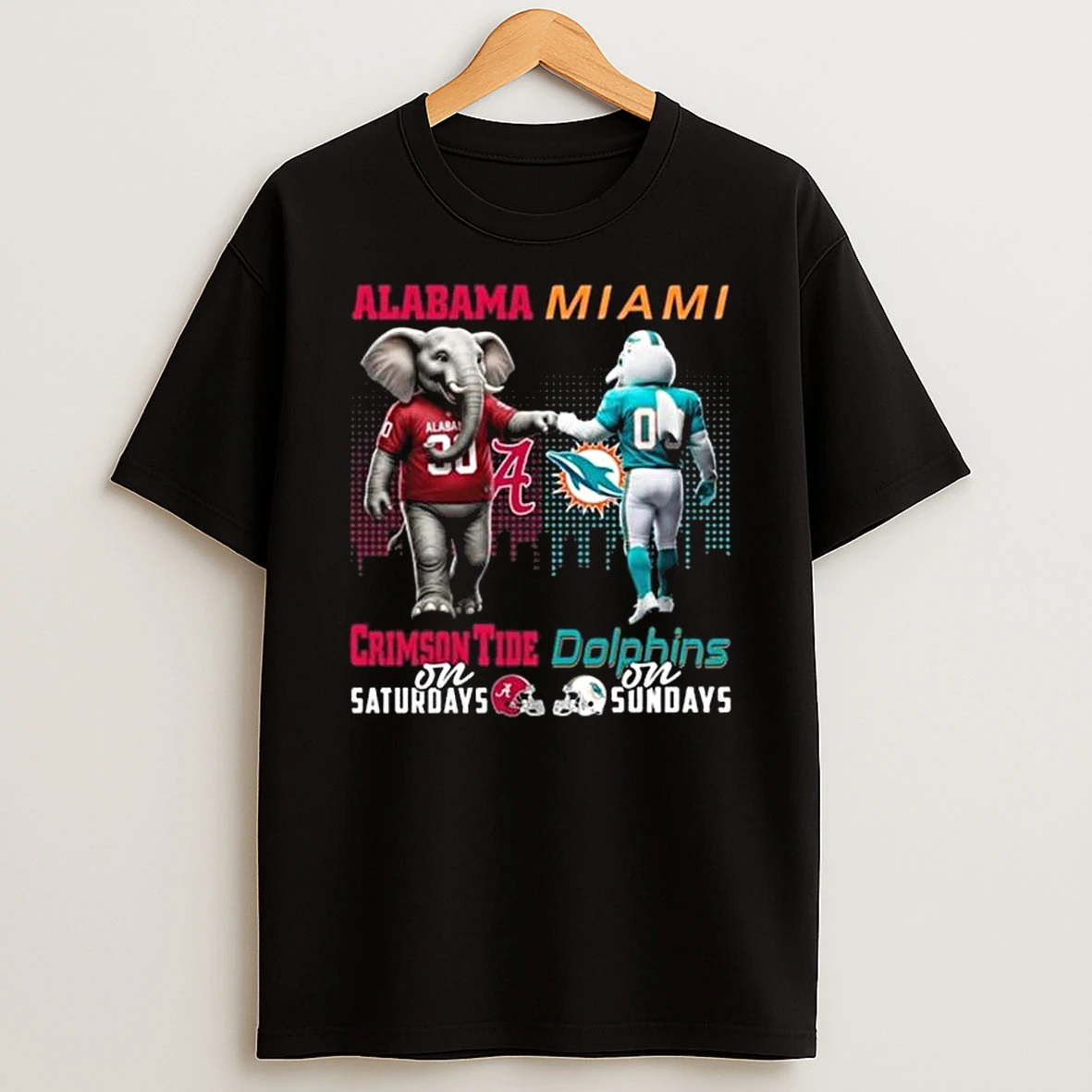 Alabama Crimson Tide On Saturdays X Miami Dolphins On Sundays Mascot 2025 T Shirt