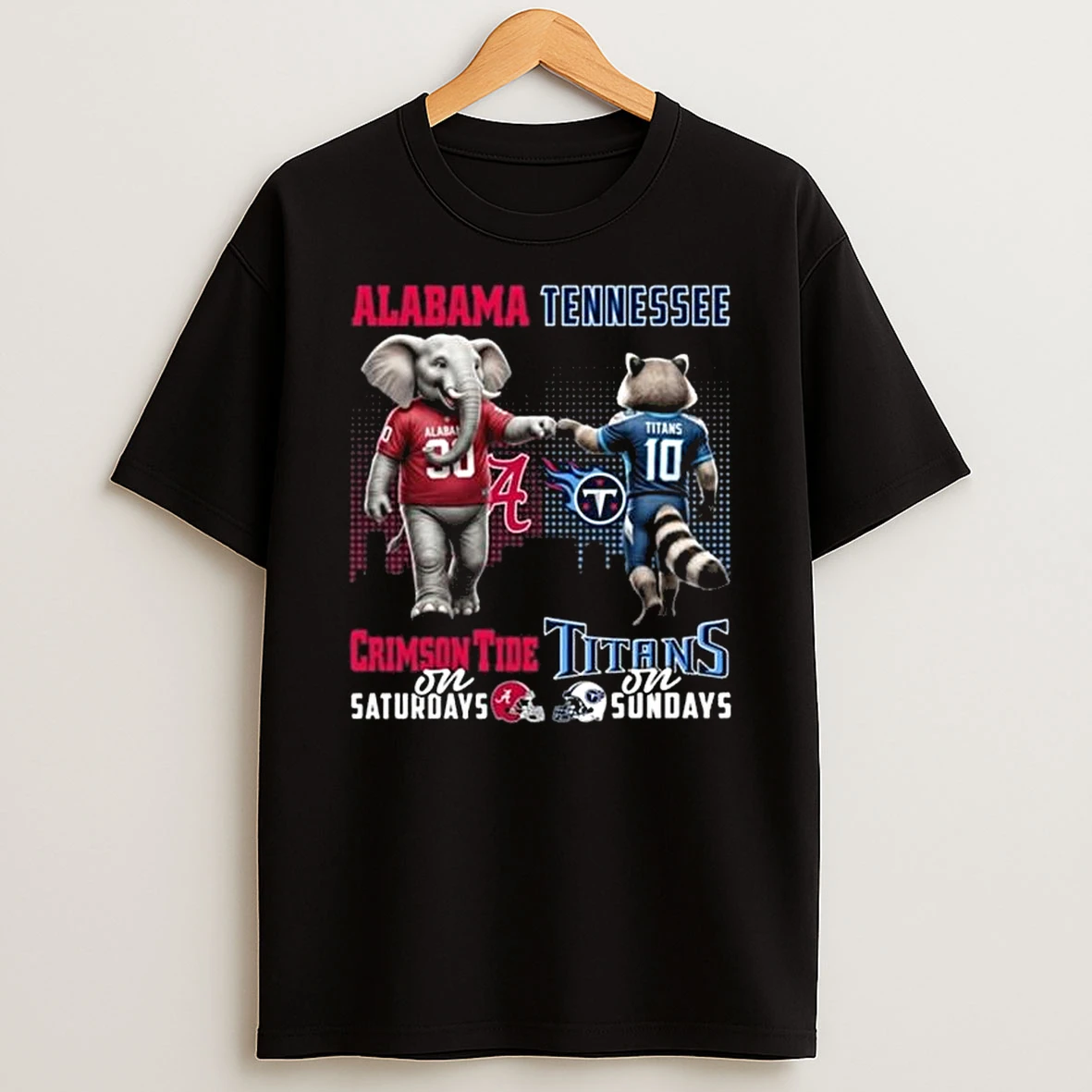 Alabama Crimson Tide On Saturdays X Tennessee Titans On Sundays Mascot 2025 T Shirt