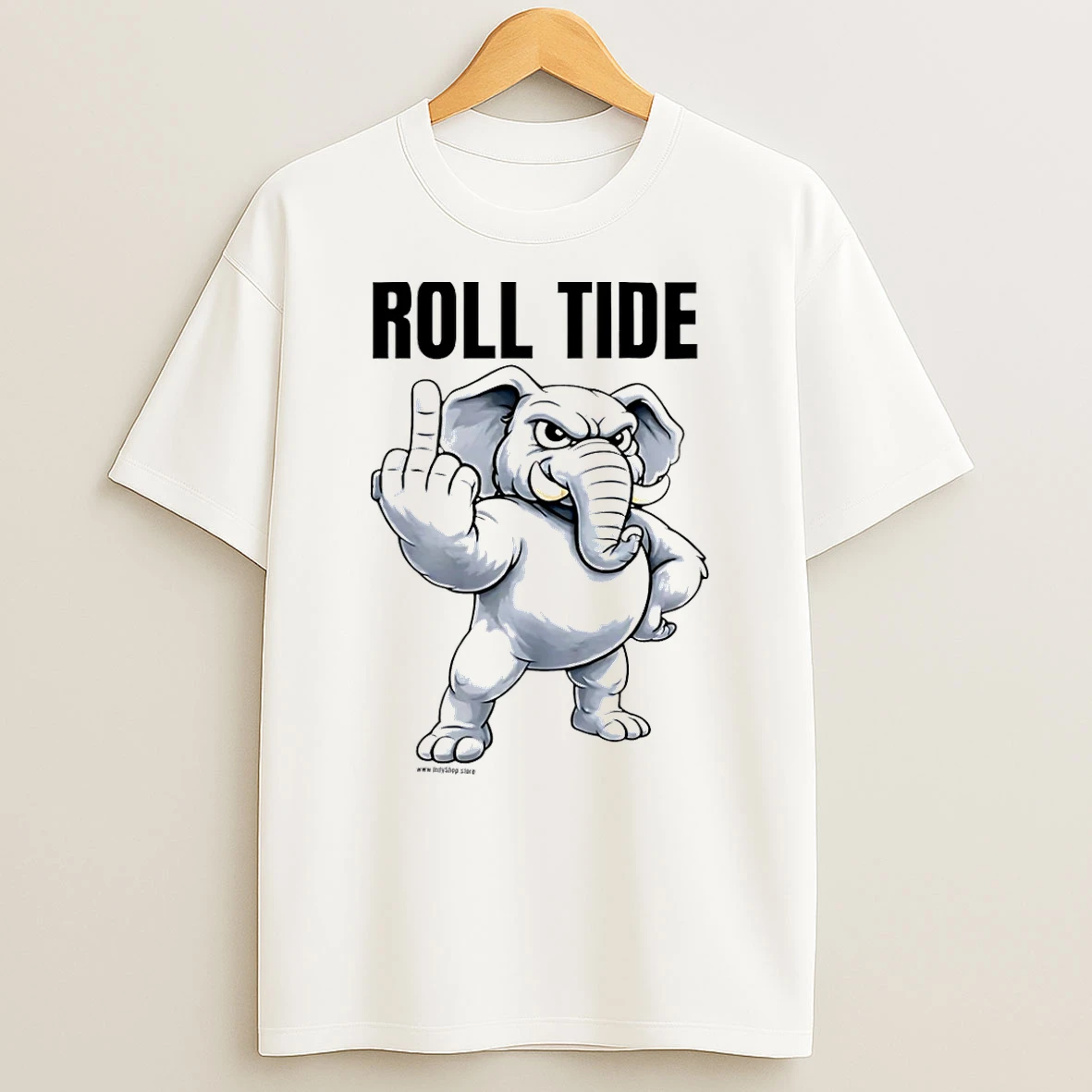 Alabama Crimson Tide Roll Tide Middle Finger Elephant Flipping Off T Shirt