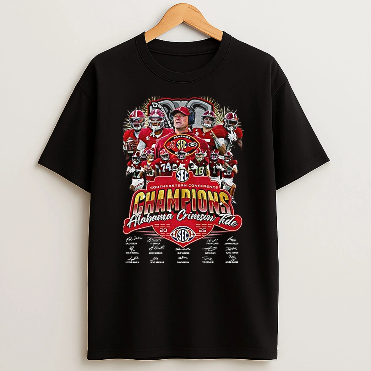 Alabama Crimson Tide Southeastern Conference 2025 Sec Southeastern Conference Champions Signatures T Shirt