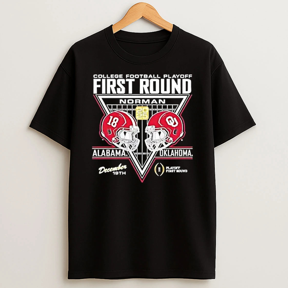 Alabama Crimson Tide Vs Oklahoma Sooners 2025 Cfp First Round Norman Head To Head Helmet T Shirt