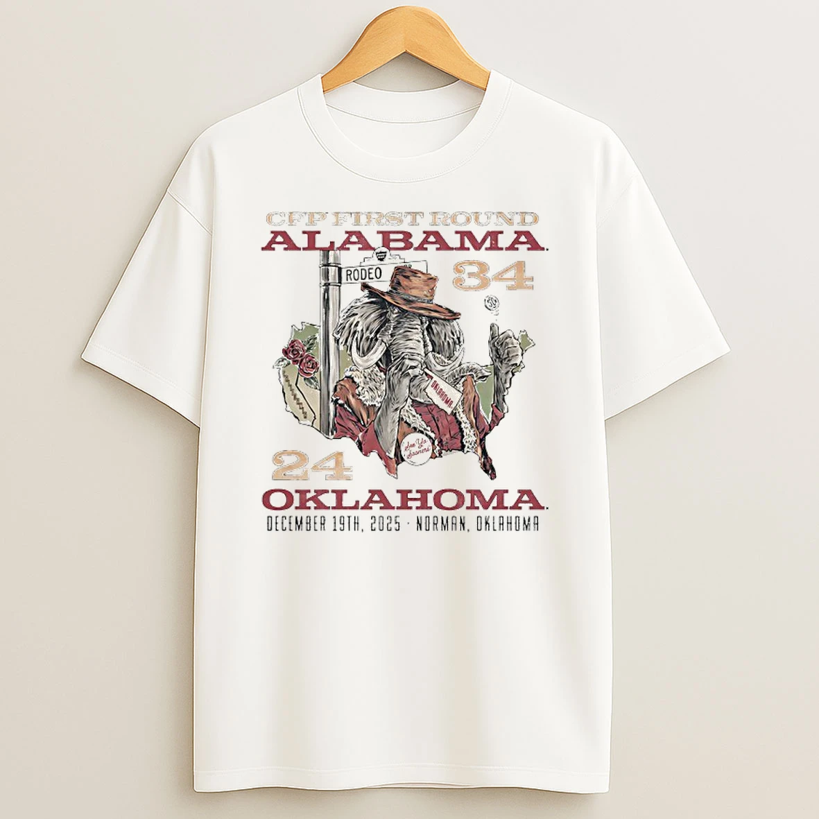 Alabama Crimson Tide And Oklahoma Sooners Cfp First Round 34 24 Dec 19th 2025 T Shirt