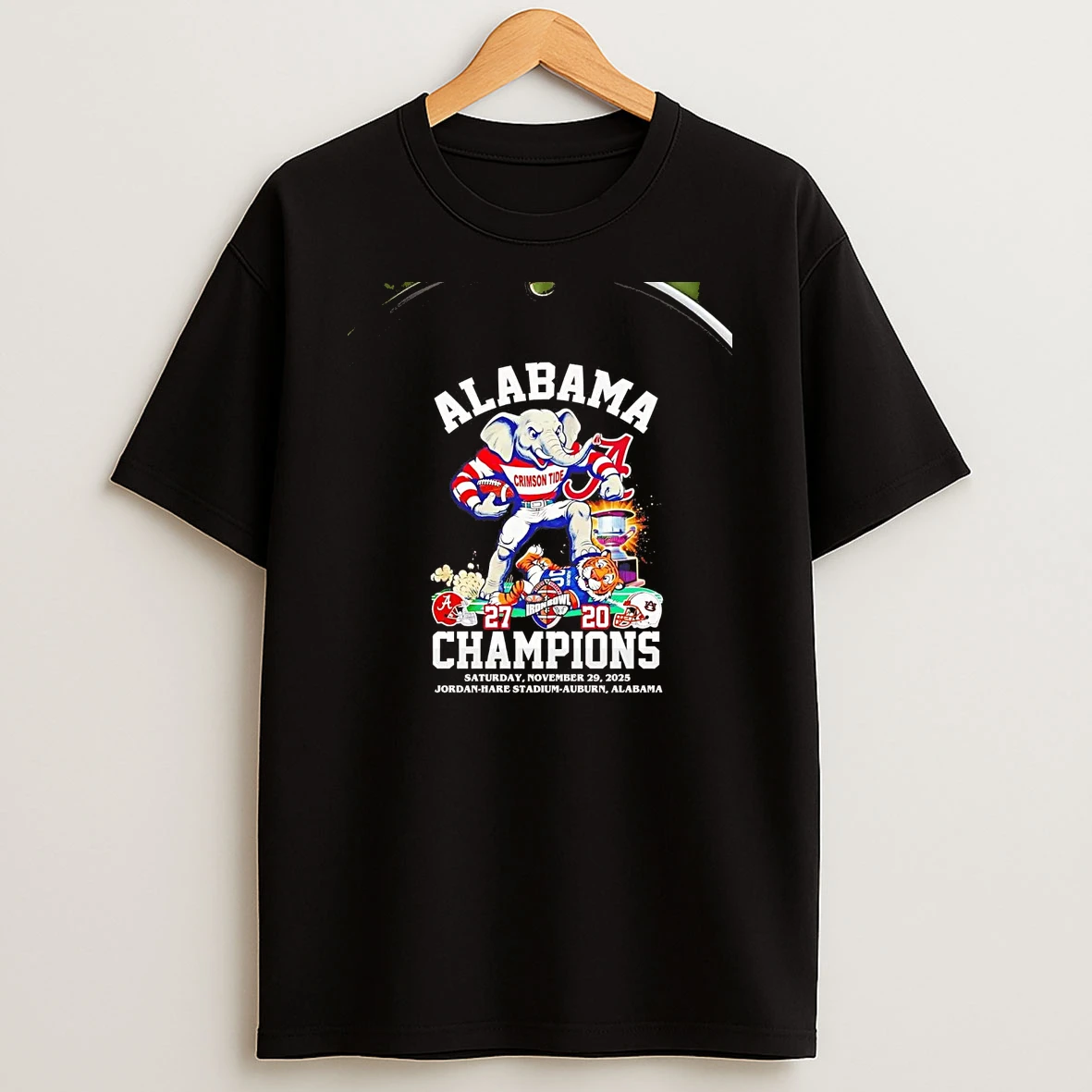 Alabama Crimson Tide Beat Auburn Tigers 2025 Iron Bowl Champions Mascot Christmas Chriast T Shirt
