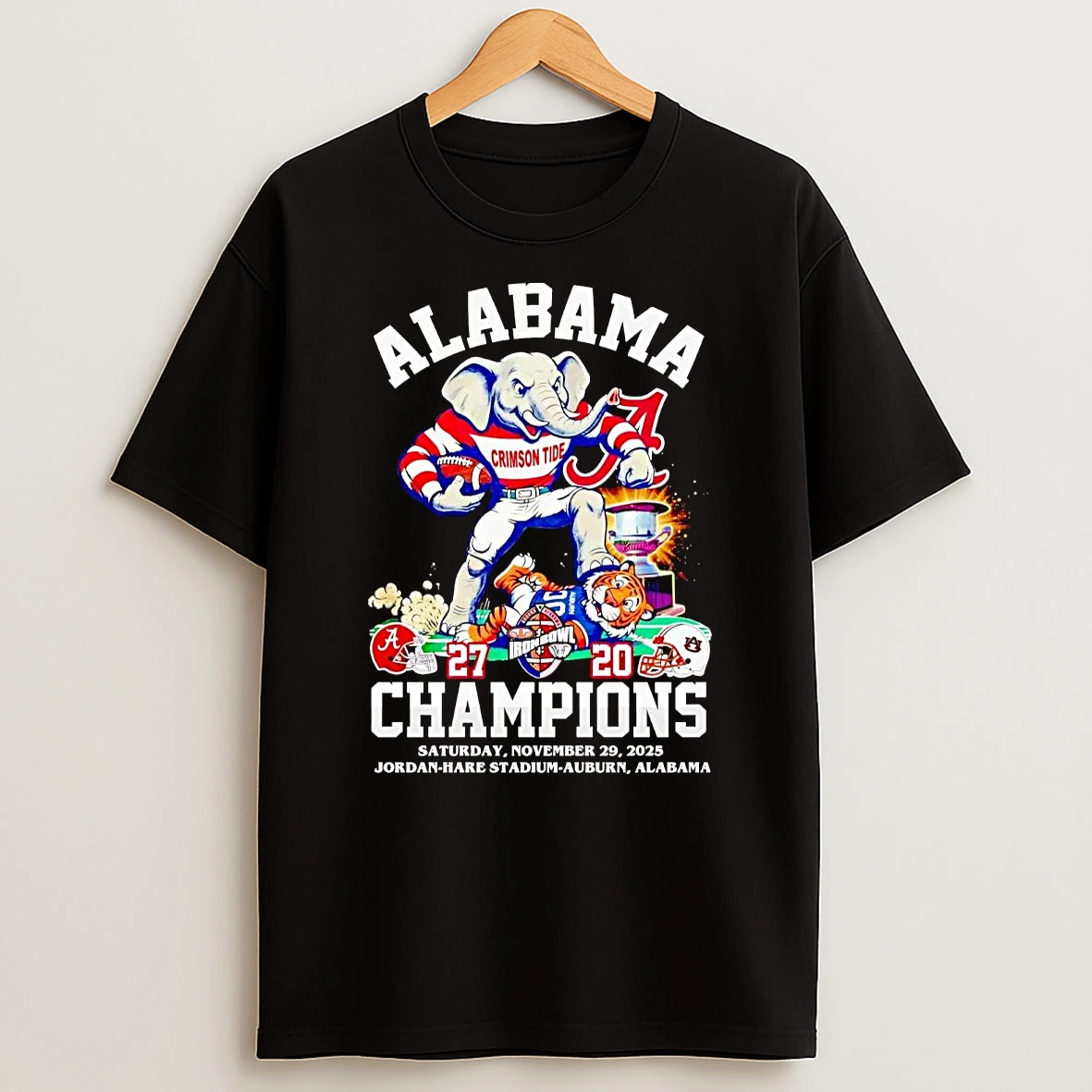 Alabama Crimson Tide Beat Auburn Tigers 2025 Iron Bowl Champions Mascot T Shirt