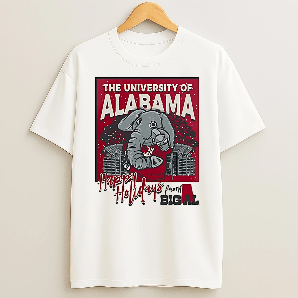Alabama Crimson Tide Happy Holiday Big Ai Christmas T Shirt