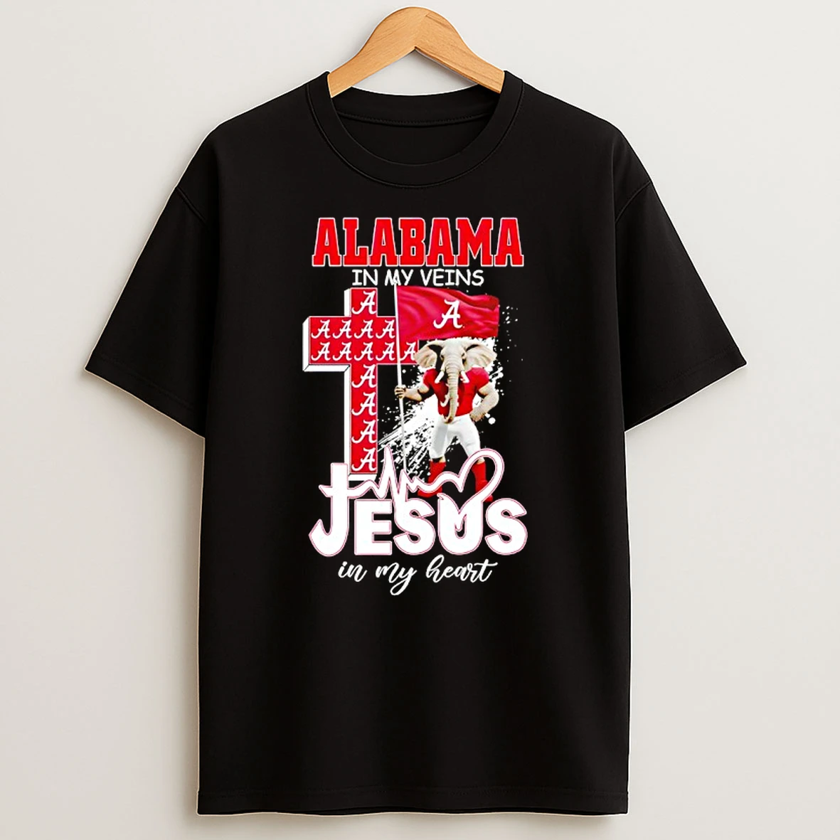 Alabama Crimson Tide In My Veins Jesus In My Heart Flag T Shirt