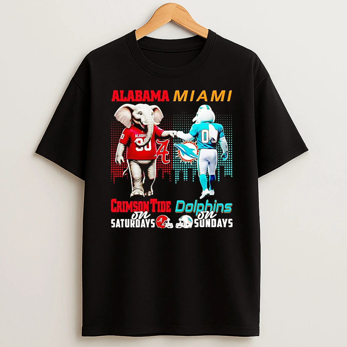 Alabama Crimson Tide On Saturdays Miami Dolphins On Sundays Mascot T Shirt
