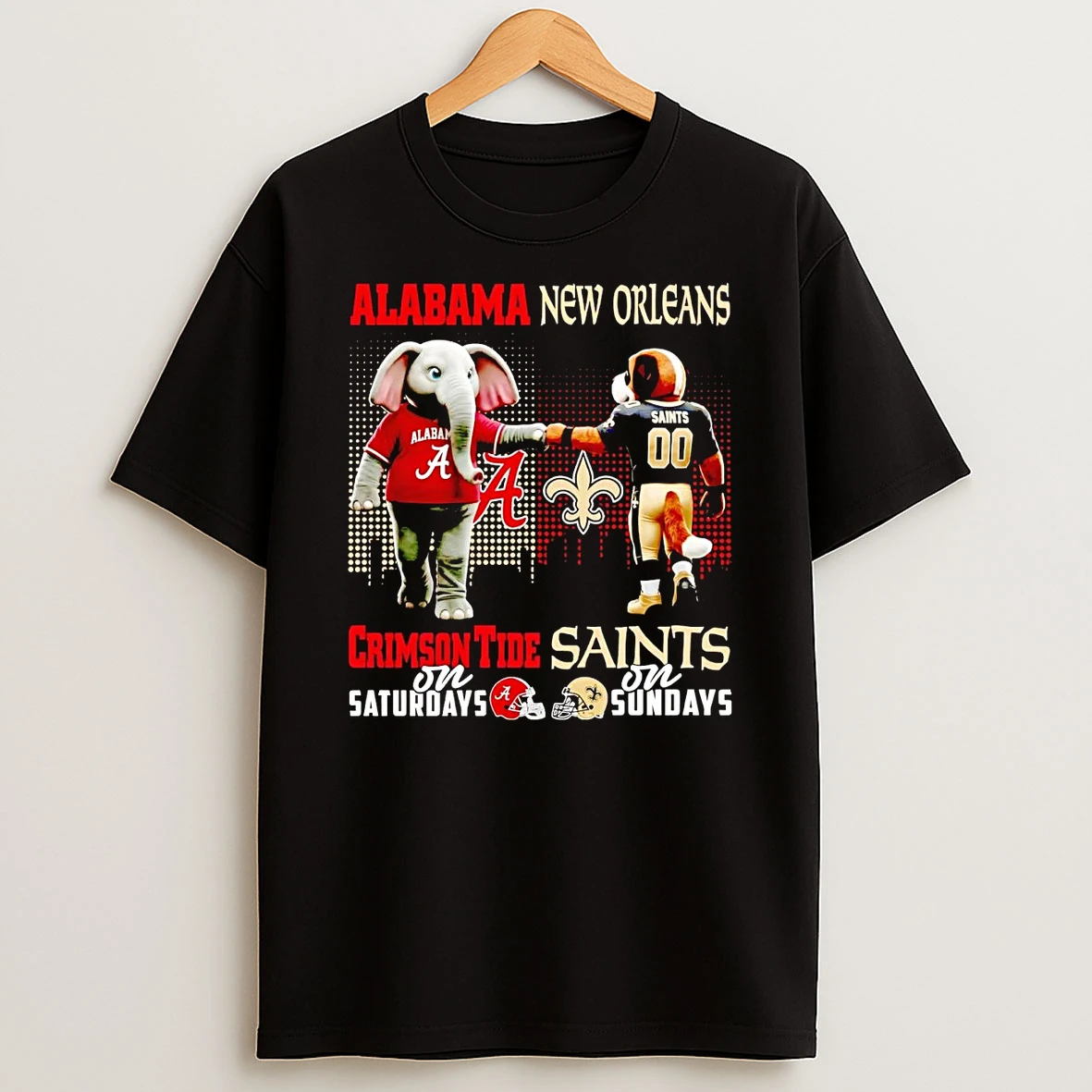 Alabama Crimson Tide On Saturdays New Orleans Saints On Sundays Mascot T Shirt