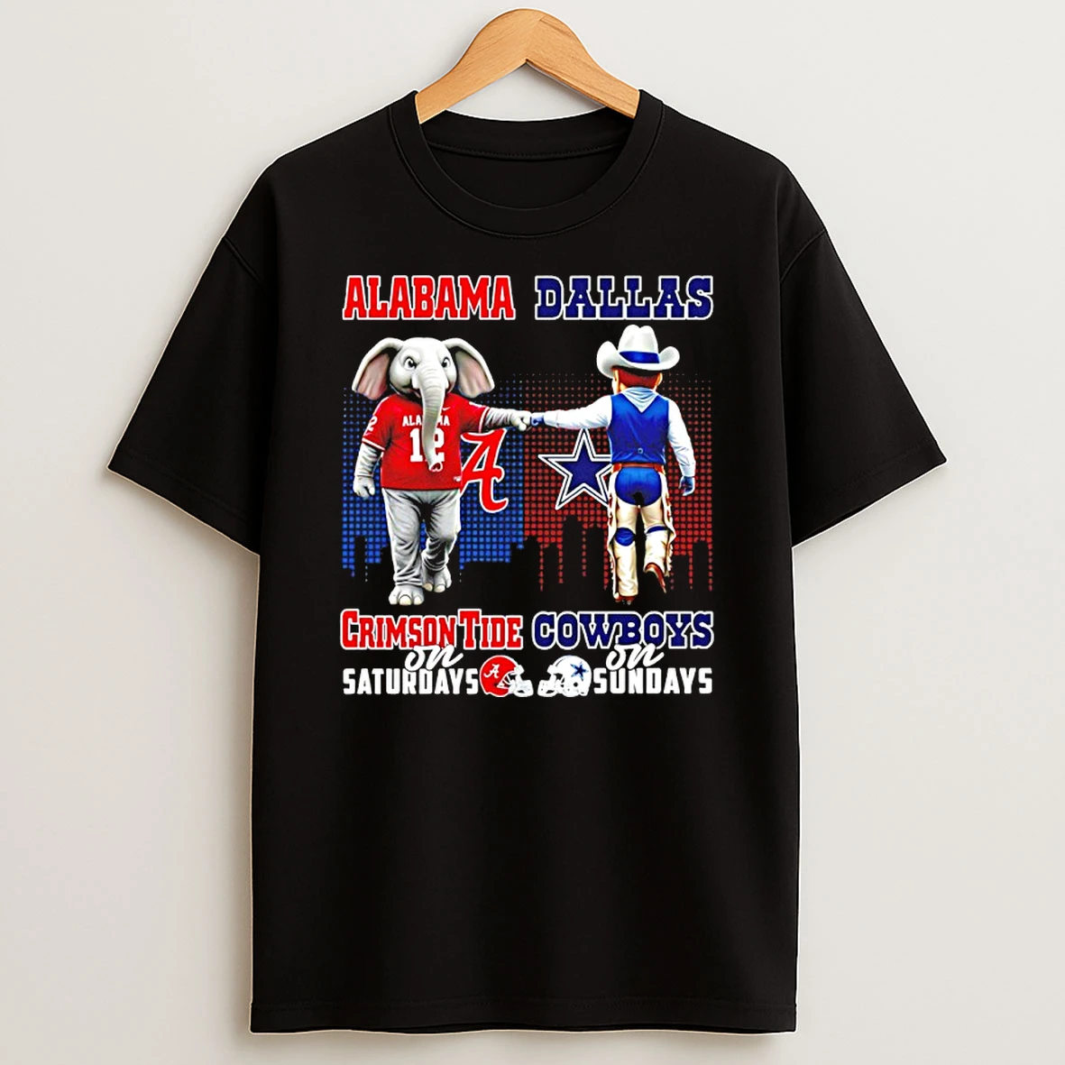 Alabama Crimson Tide On Saturdays Vs Dallas Cowboys On Sundays Mascot Skyline T Shirt