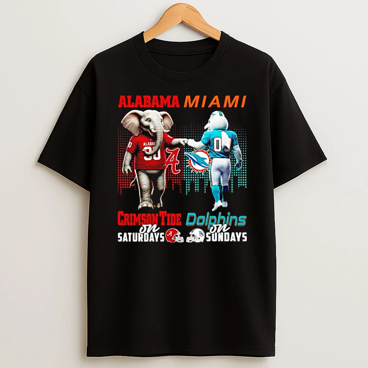 Alabama Crimson Tide On Saturdays X Miami Dolphin On Sundays Mascot T Shirt