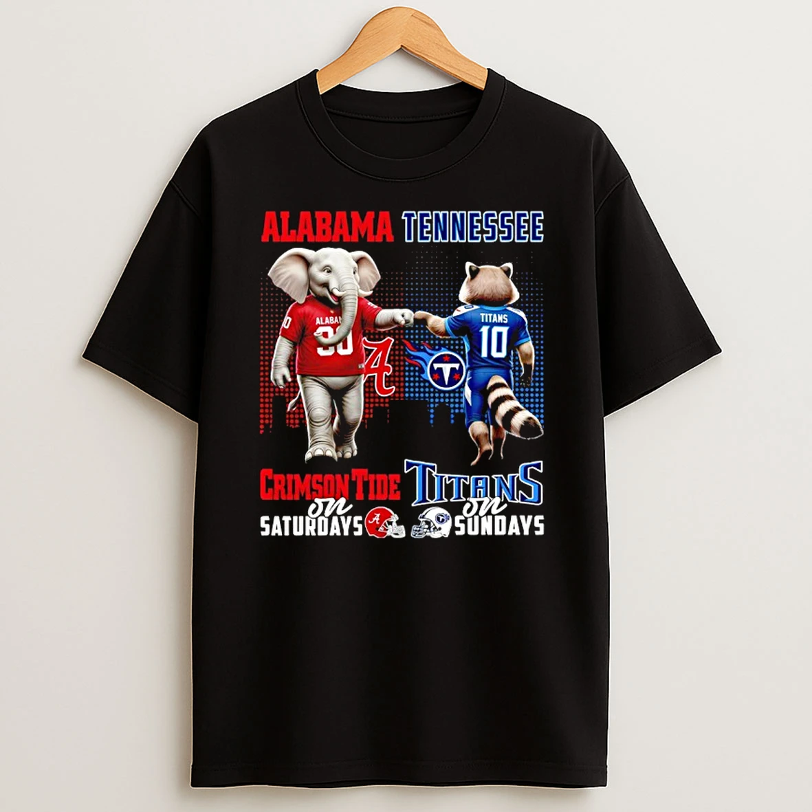 Alabama Crimson Tide On Saturdays X Tennessee Titans On Sundays Mascot T Shirt