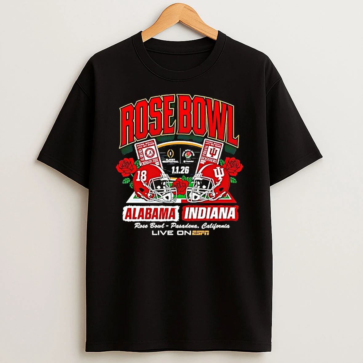 Alabama Crimson Tide Vs Indiana Hoosiers 2026 Rose Bowl Tickets T Shirt