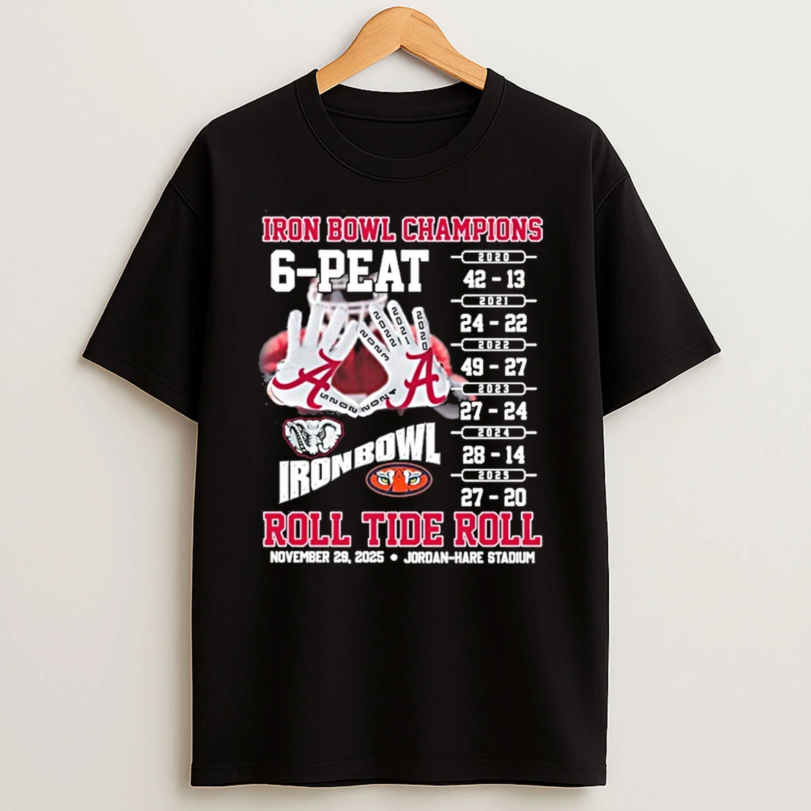 Alabama Iron Bowl Champions 6 Peat Roll Tide Roll T Shirt