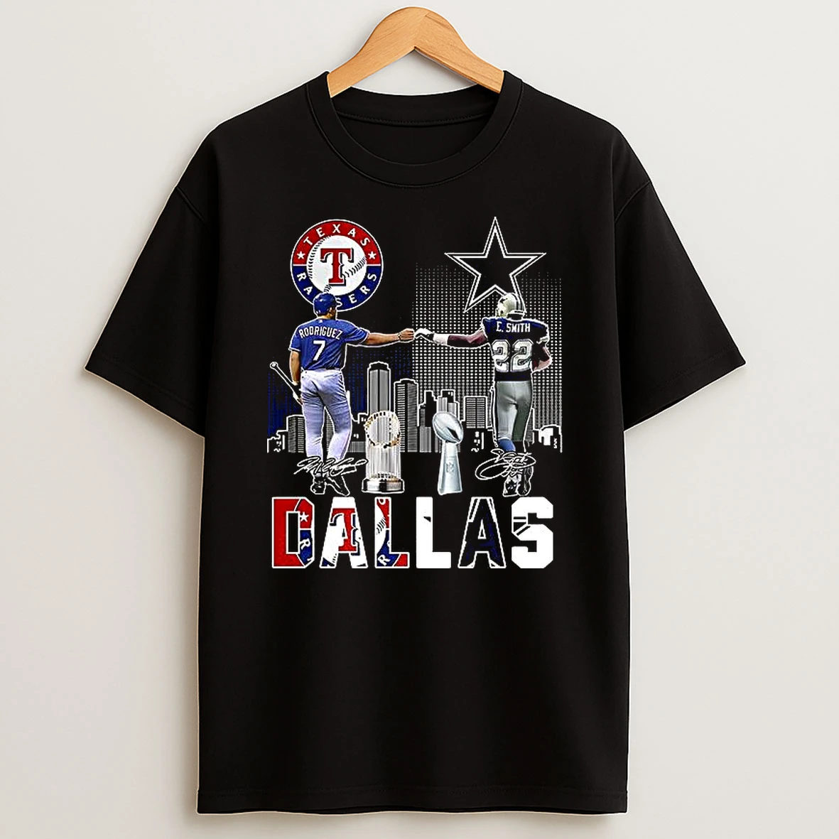 Alex Rodriguez Texas Rangers And E Smith Dallas Cowboys Signature T Shirt