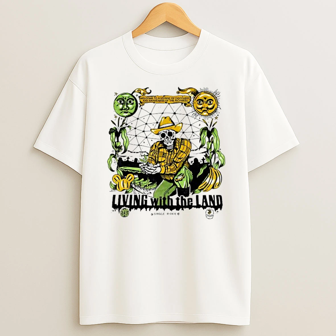 Alex Thomas Single Rider Living With The Land Skeleton Graphic T Shirt