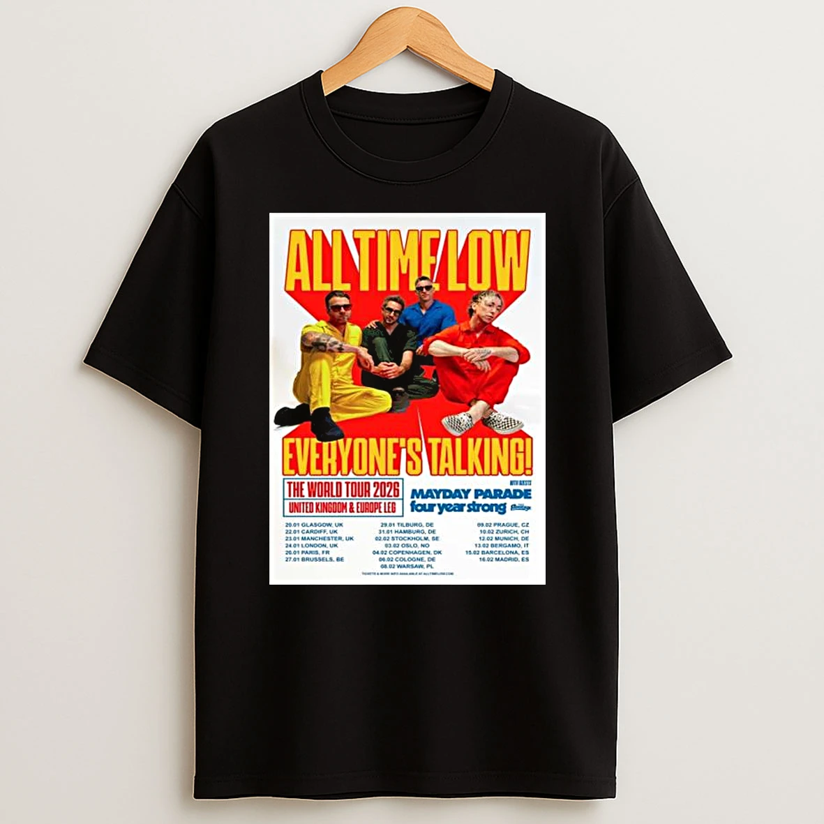 All Time Low Everyones Talking The World Tour 2026 Uk And Europe Leg Schedule Dates T Shirt