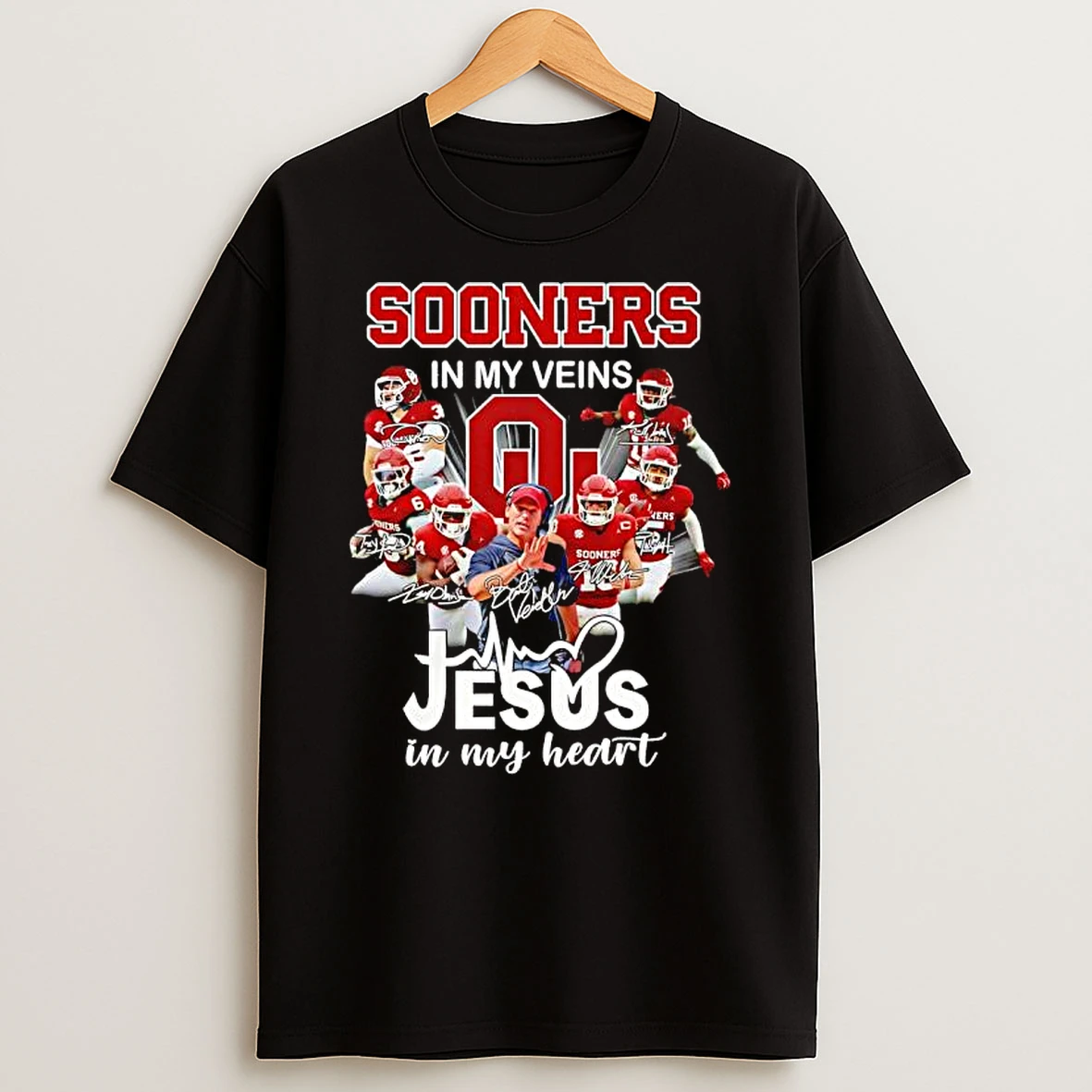 All Team Oklahoma Sooners In My Veins Jesus In My Heart T Shirt