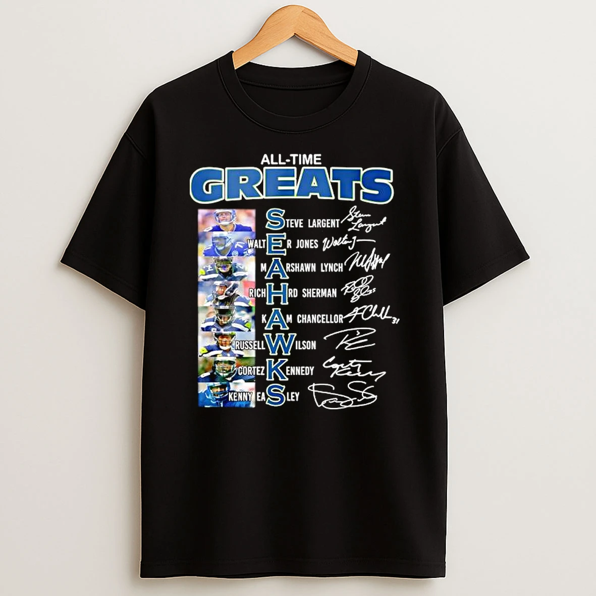 All Time Greats Of The Seattle Seahawks Nfl Team Signatures T Shirt